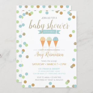 Ice Cream Baby shower Invitation - Het is een jong Kaart