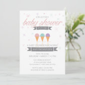 Ice Cream Baby shower Invitation - Het is een meis Kaart (Staand voorkant)