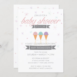 Ice Cream Baby shower Invitation - Het is een meis Kaart