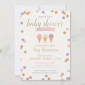 Ice Cream Baby shower Invitation - Het is een meis Kaart (Voorkant)