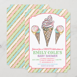 Ice Cream Baby shower Invitation Kaart