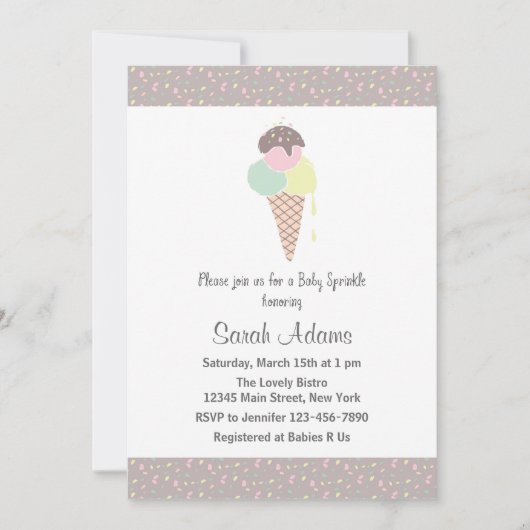 Ice Cream Baby shower Invitation Kaart (Voorkant)