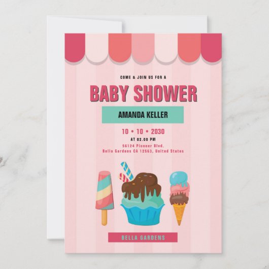 Ice Cream Baby shower Invitation Kaart (Voorkant)