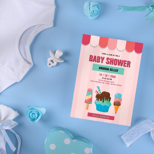 Ice Cream Baby shower Invitation Kaart