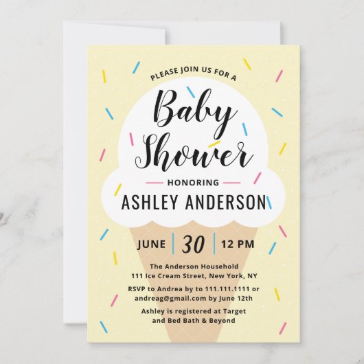 Ice Cream Baby shower Invitation Kaart (Voorkant)