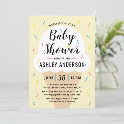 Ice Cream Baby shower Invitation Kaart (Staand voorkant)
