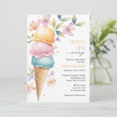 Ice Cream Baby shower Kaart (Staand voorkant)