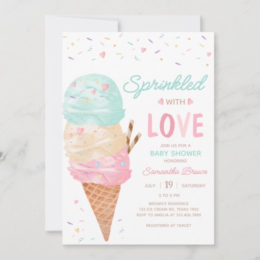 Ice Cream Baby shower Kaart (Voorkant)