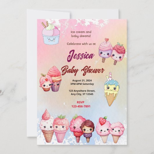 Ice Cream Baby shower Kaart (Voorkant)