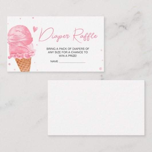 Ice Cream Baby shower Luier Raffle Informatiekaartje (Voorkant / Achterkant)