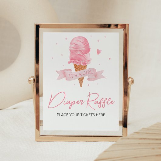 Ice Cream Baby shower Luier Raffle Poster