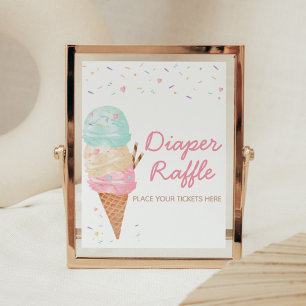 Ice Cream Baby shower Luier Raffle Poster