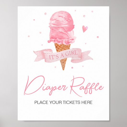 Ice Cream Baby shower Luier Raffle Poster (Voorkant)