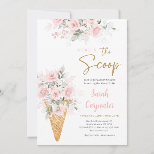 Ice cream Baby shower Meisje Invitation Kaart (Voorkant)