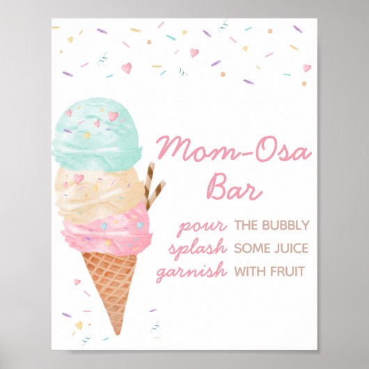 Ice Cream Baby shower Moeder Osa Bar Poster (Voorkant)
