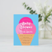 Ice Cream Baby shower Pink Cone Budget Invitation (Staand voorkant)