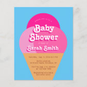 Ice Cream Baby shower Pink Cone Budget Invitation (Voorkant)