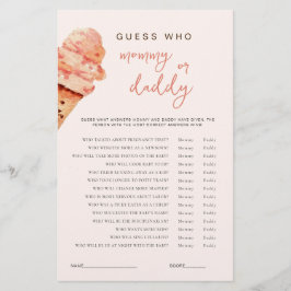Ice Cream Baby shower Raad eens wie spel