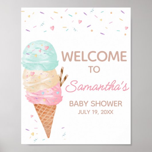 Ice Cream Baby shower Welkom Poster (Voorkant)