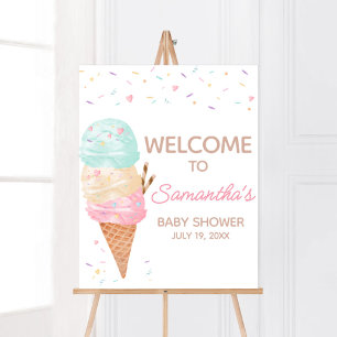 Ice Cream Baby shower Welkom Poster