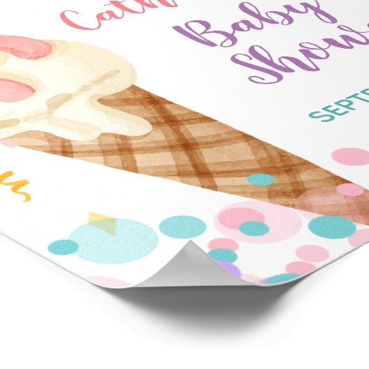 Ice Cream Baby shower Welkomstbord Poster (Hoek)