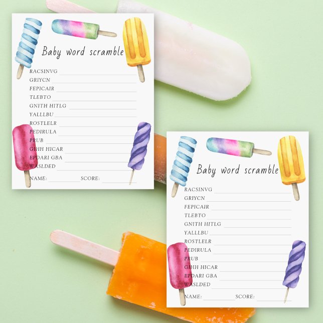 Ice Cream baby shower Word scramble spel (Creator heeft geüpload)