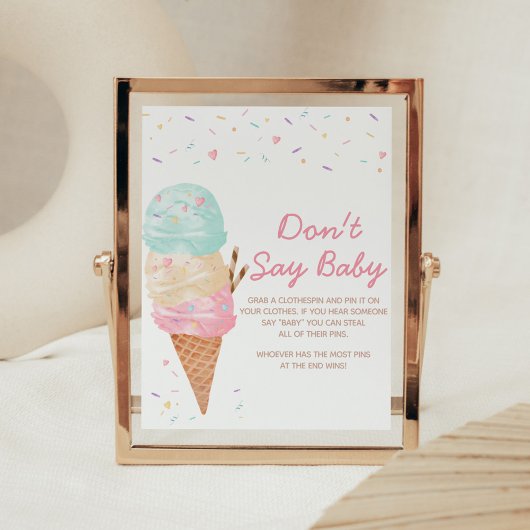 Ice Cream Baby shower zeg geen Baby Poster