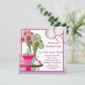 Ice Cream Balloons Girls 4e verjaardagsfeestje Kaart (Staand voorkant)