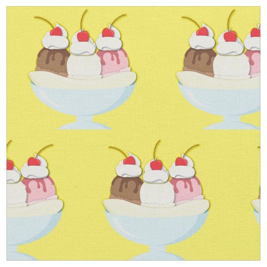 Ice Cream Banana Split Stof (Close Up)
