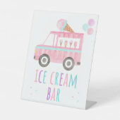 Ice Cream Bar Birthday Reclamebord Met Voetstuk (Voorkant)