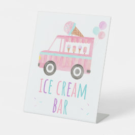Ice Cream Bar Birthday Reclamebord Met Voetstuk