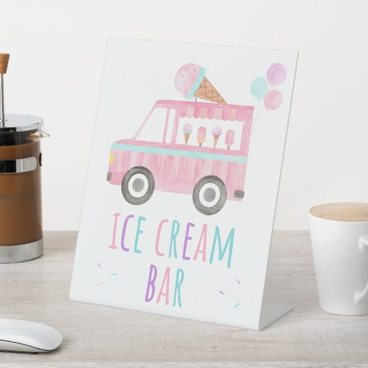 Ice Cream Bar Birthday Reclamebord Met Voetstuk (Insitu)