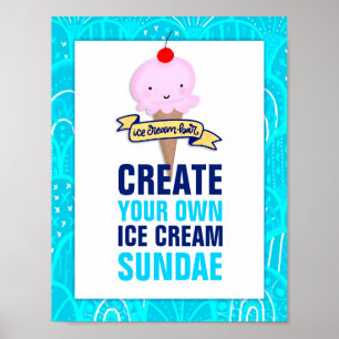 Ice Cream Bar, Creëer uw eigen zonde, teken Poster