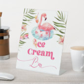Ice cream Bar Flamingo Zwembad verjaardagsfeestje Reclamebord Met Voetstuk (Insitu)