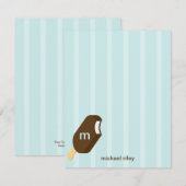 Ice Cream Bar Flat Bedankt Card - Blauw - (Voorkant / Achterkant)