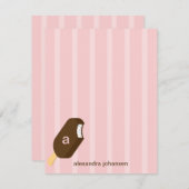 Ice Cream Bar, platte dank - Roze - Bedankkaart (Voorkant / Achterkant)