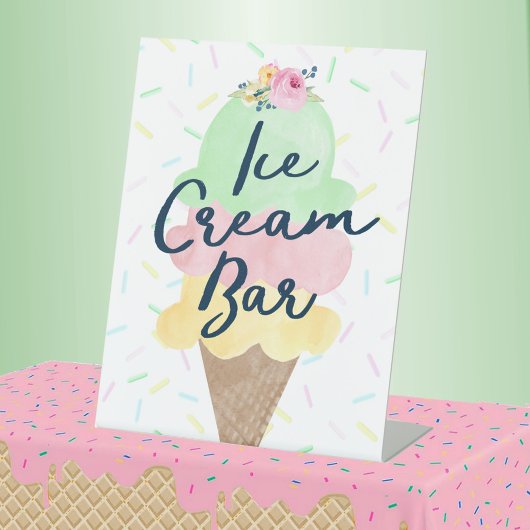 Ice Cream Bar Reclamebord Met Voetstuk