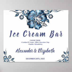 Ice Cream Bar Vrijgezellenfeest Weddenblauw Teken Poster