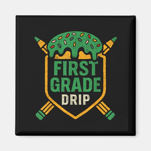 Ice Cream Baseball Drip First Grade Jongens Terug  Magneet (Voorkant)