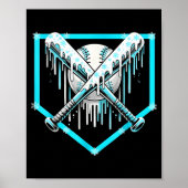 Ice Cream Baseball Drip Home Plate Bats Cool For B Poster (Voorkant)