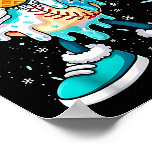 Ice Cream Baseball Drip Home Plate Bats Cool For B Poster (Hoek)