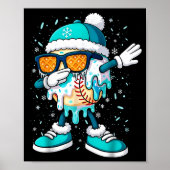 Ice Cream Baseball Drip Home Plate Bats Cool For B Poster (Voorkant)