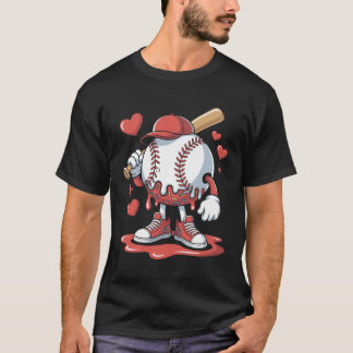 Ice Cream Baseball Drip Melting Character Art Ice T-shirt