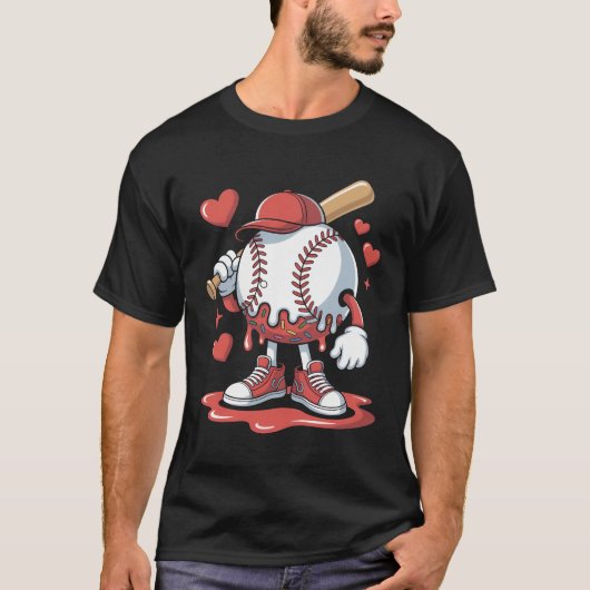Ice Cream Baseball Drip Melting Character Art Ice  T-shirt (Voorkant)