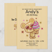 Ice Cream Beer 4th Birthday Party Invitation (Voorkant / Achterkant)