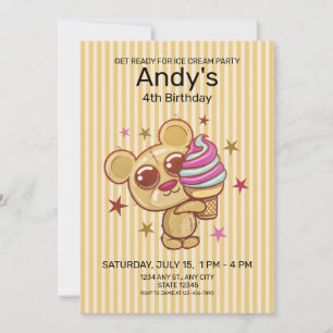Ice Cream Beer 4th Birthday Party Invitation