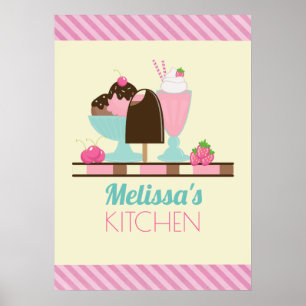 Ice Cream behandelt gepersonaliseerde keuken Poster