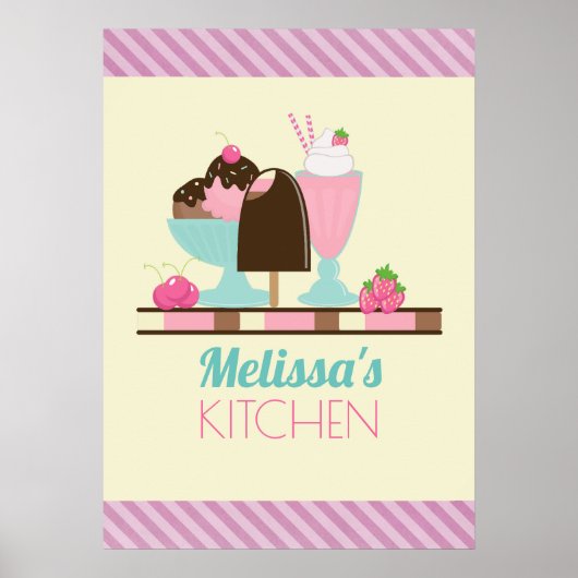 Ice Cream behandelt gepersonaliseerde keuken Poster (Voorkant)