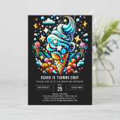 Ice Cream bewerkbare Schattige Boy Ice Cream Verja Kaart (Staand voorkant)