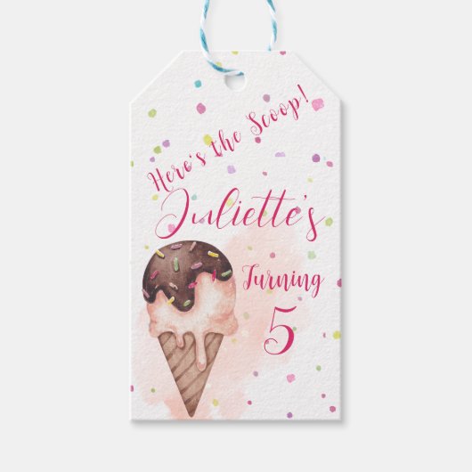 Ice Cream Birthday, 5e verjaardag Cadeaulabel (Voorkant)